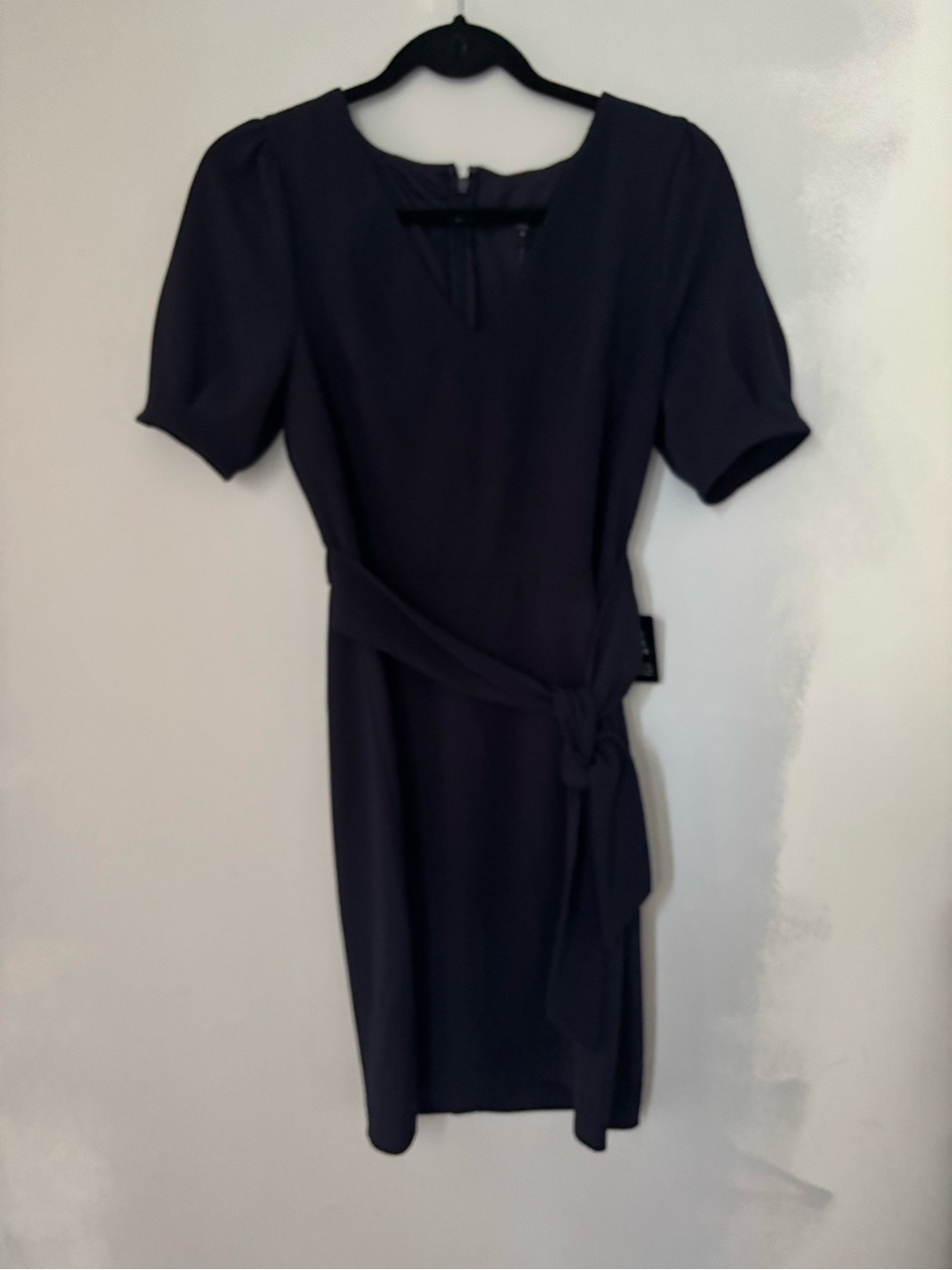 Express Navy Short-Sleeve Midi Wrap Belt Dress
